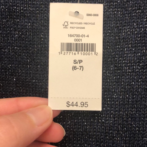 BNWT GAP Kids Navy Blue/Silver Small Sweater - Picture 7 of 10